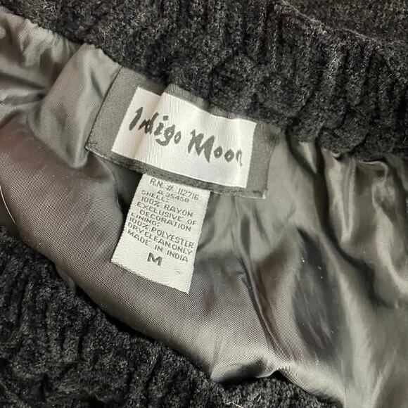 Indigo Moon Black Chenille Long Midi Blanket Skirt Fringe Y2K 2000s Western M - Picture 7 of 7